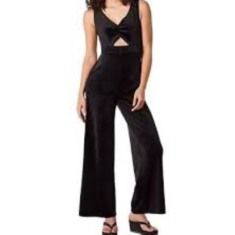 NWT Juicy Couture Black Cutout Wide Leg Jumpsuit Glam Party Outfit Large